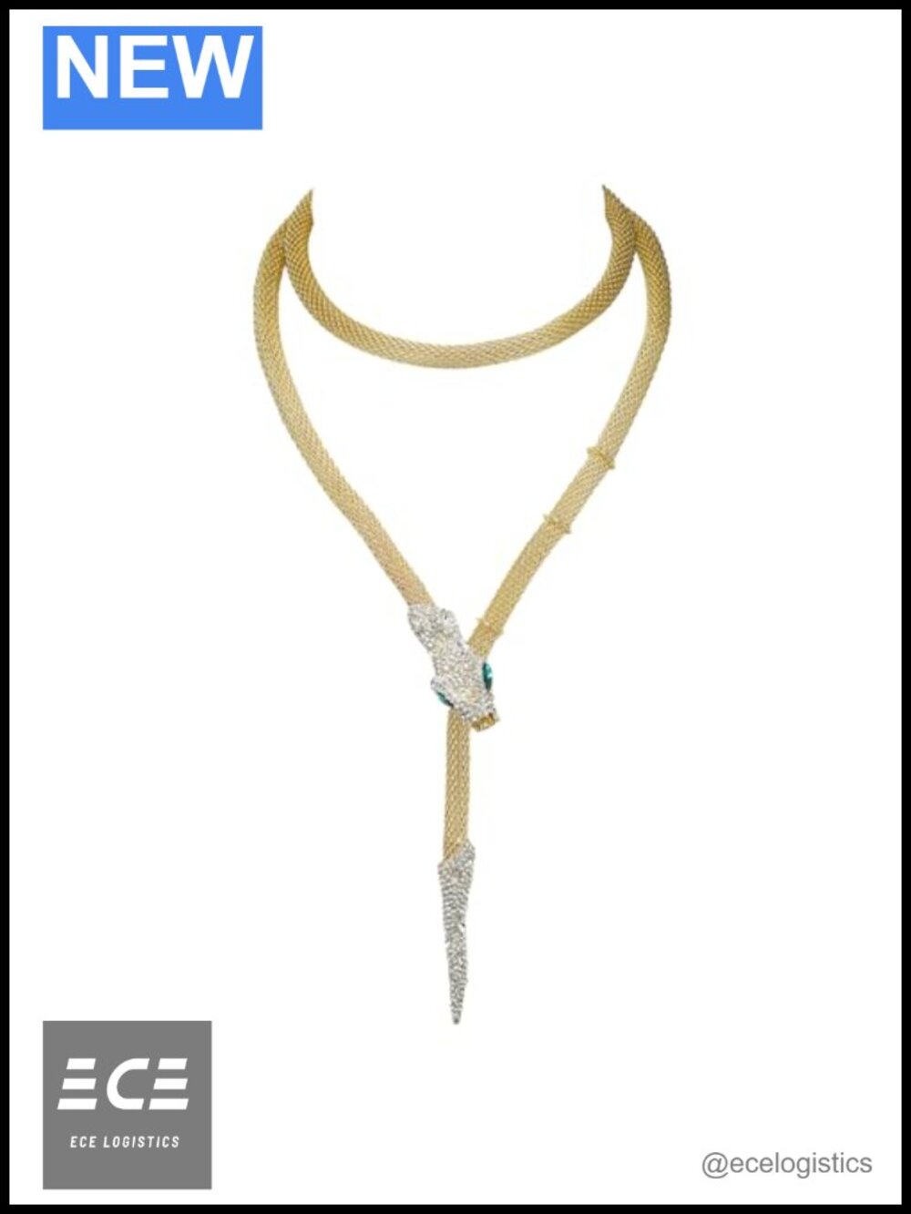 Rhinestone Crystal Snake Choker Necklace 14k Gold Plated Halloween Statement